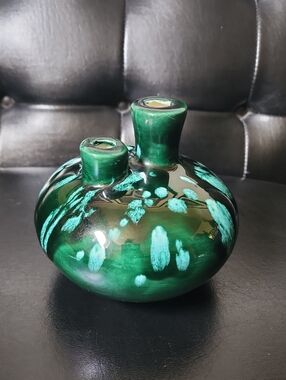 Vintage Mary Latterman Signed Studio Art Pottery Oil Lamp Double Bud Vase